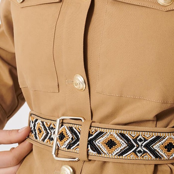 MAJE COAT IN CAMEL WITH EMBROIDERED BELT - Picture 2 of 5